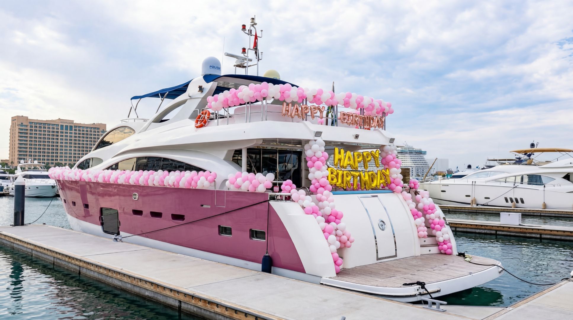 Yacht birthday party in Dubai