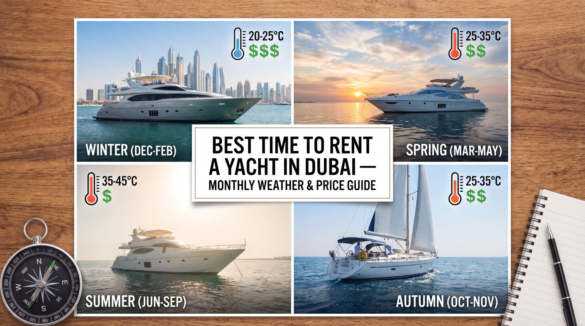 Best Time to Rent a Yacht in Dubai — Monthly Weather & Price Guide